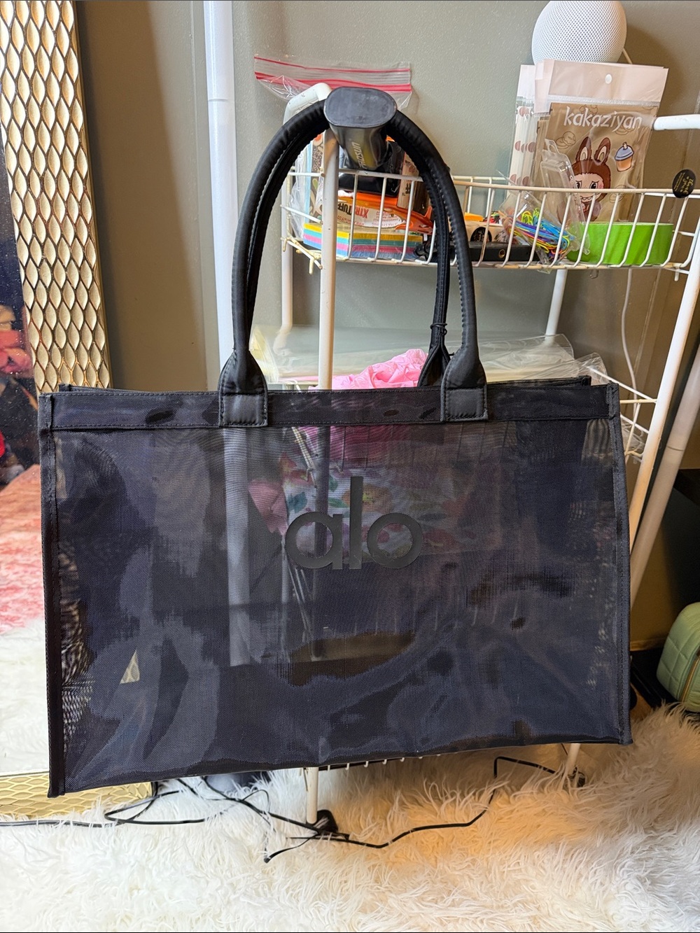 New Yoga Black Mesh & Nylon Tote - Picture 5 of 5